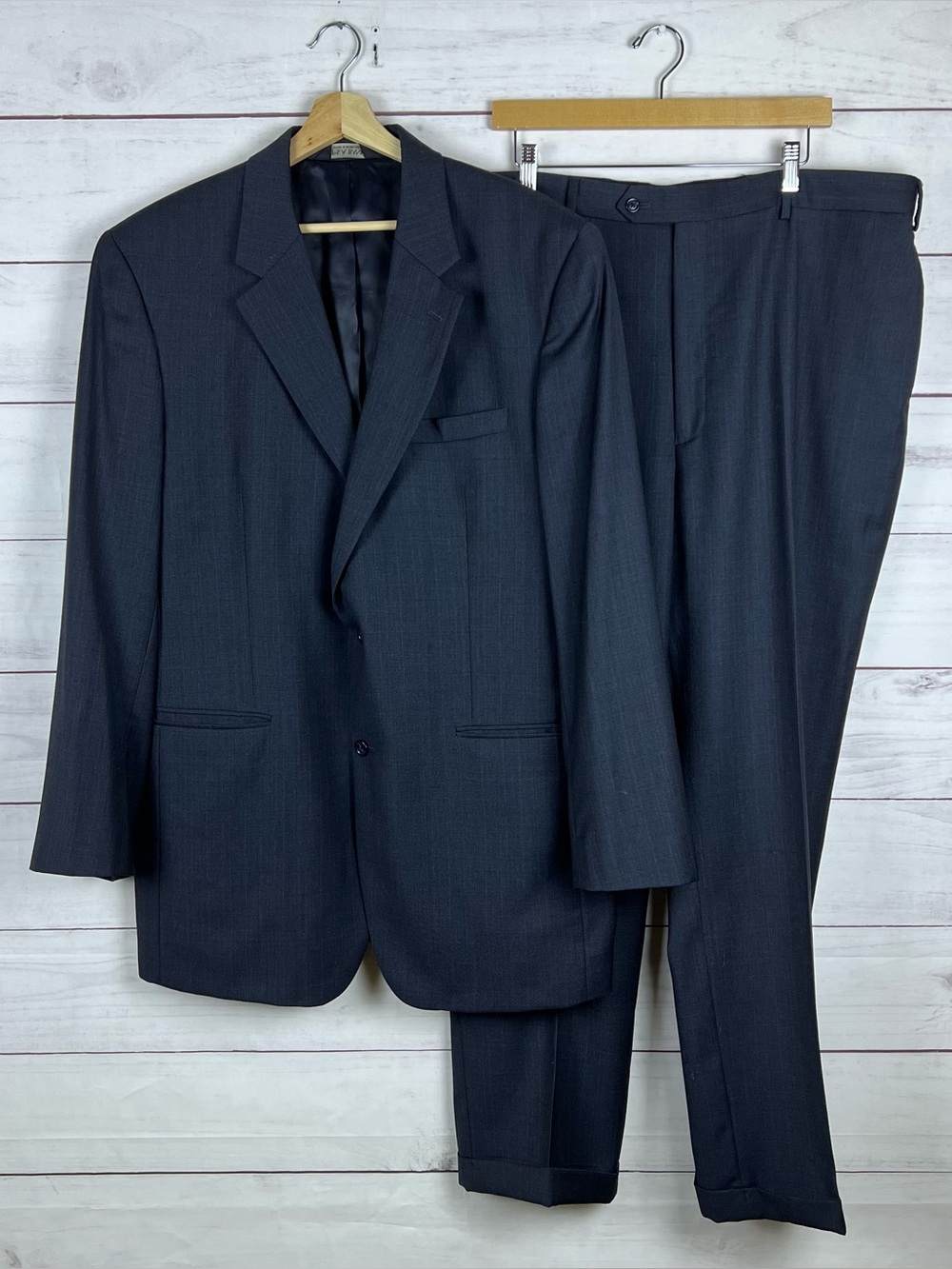 Jos A Bank Suit Mens 46XL Gray 2 Piece Two Button 100% Wool Pants 40x31